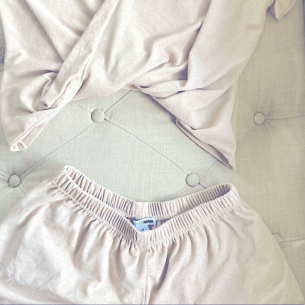 NWOT 2 piece Nude Top & Shorts Set